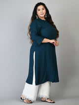 Plus Size Plus Size Solid Teal Kurta