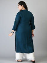 Plus Size Plus Size Solid Teal Kurta