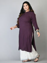 Plus Size Plus Size Solid Purple Kurta