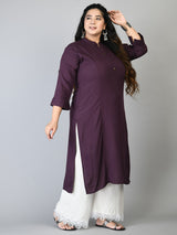 Plus Size Plus Size Solid Purple Kurta