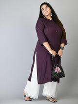 Plus Size Plus Size Solid Purple Kurta