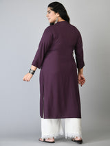 Plus Size Plus Size Solid Purple Kurta