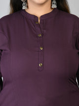 Plus Size Plus Size Solid Purple Kurta
