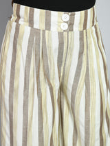 Plus Size Plus Size Striped White & Brown Culottes