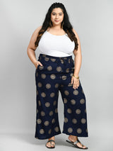 Plus Size Plus Size Navy Rangoli Palazzo