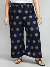 Plus Size Plus Size Navy Rangoli Palazzo