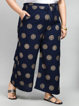 Plus Size Plus Size Navy Rangoli Palazzo