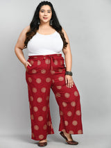 Plus Size Plus Size Maroon Rangoli Palazzo