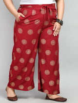 Plus Size Plus Size Maroon Rangoli Palazzo