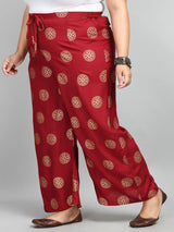 Plus Size Plus Size Maroon Rangoli Palazzo