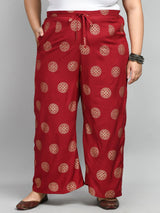 Plus Size Plus Size Maroon Rangoli Palazzo