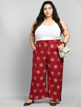 Plus Size Plus Size Maroon Rangoli Palazzo