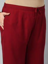 Plus Size Mystique Maroon Kurta Palazzo Set with Dupatta