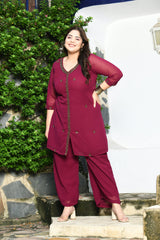 Graceful Wine Cut Dana Co-ord Set