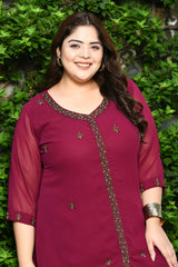Plus Size Graceful Wine Cut Dana Co-ord Set