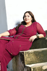 Plus Size Graceful Wine Cut Dana Co-ord Set