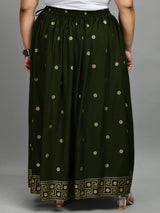 Plus Size Mehndi Gold Printed Skirt