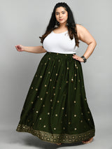 Plus Size Mehndi Gold Printed Skirt