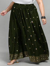 Plus Size Mehndi Gold Printed Skirt