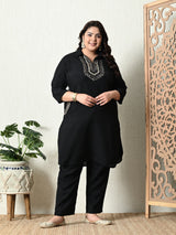 Plus Size Black Mirror Embellished Co-ord Set