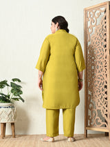 Plus Size Parrot Green Mirror Embellished Co-ord Set