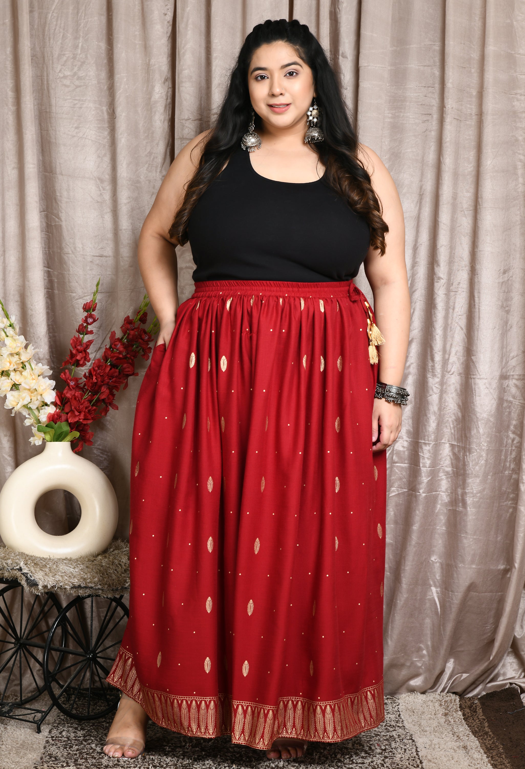 Plus size shop long red skirt