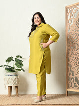Plus Size Parrot Green Mirror Embellished Co-ord Set