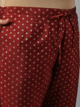 Plus Size Mystical Maroon Embellished Zorba Kurta Set with Dupatta