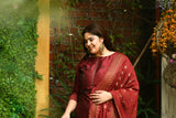 Plus Size Mystical Maroon Embellished Zorba Kurta Set with Dupatta