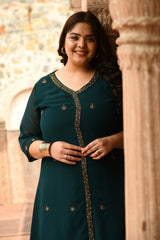 Plus Size Graceful Teal Blue Cut Dana Co-ord Set
