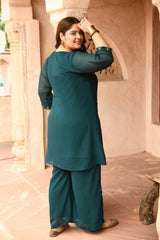 Plus Size Graceful Teal Blue Cut Dana Co-ord Set