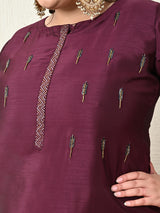 Plus Size Mystical Wine Embellished Zorba Kurta Set with Dupatta