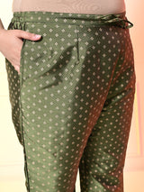 Plus Size Mystical Mehendi Embellished Zorba Kurta Set with Dupatta