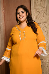 Plus Size Magical Mustard Pakistani Embellished Kurta Set