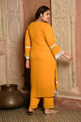 Plus Size Magical Mustard Pakistani Embellished Kurta Set