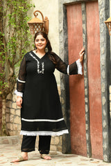 Plus Size Magical Black Pakistani Embellished Kurta Set
