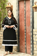 Plus Size Magical Black Pakistani Embellished Kurta Set