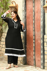 Plus Size Magical Black Pakistani Embellished Kurta Set