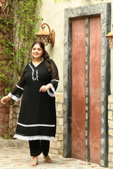 Plus Size Magical Black Pakistani Embellished Kurta Set