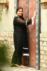 Plus Size Magical Black Pakistani Embellished Kurta Set