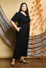 Plus Size Solid Black Jumpsuit