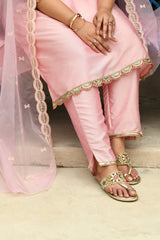 Plus Size Pretty Pink Zorba Silk Kurta Set with Dupatta