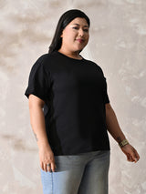 Plus Size Classic Black Relaxed Fit T-Shirt