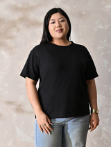 Plus Size Classic Black Relaxed Fit T-Shirt