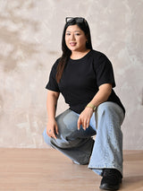 Plus Size Classic Black Relaxed Fit T-Shirt