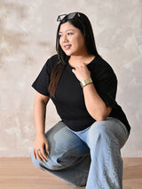 Plus Size Classic Black Relaxed Fit T-Shirt
