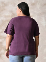 Plus Size Classic Purple Relaxed Fit T-Shirt