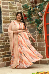 Plus Size Flattering Tye Dye Georgette Lehenga Choli with Dupatta