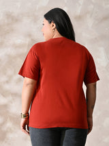 Plus Size Classic Rust Relaxed Fit T-Shirt