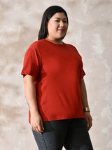 Plus Size Classic Rust Relaxed Fit T-Shirt